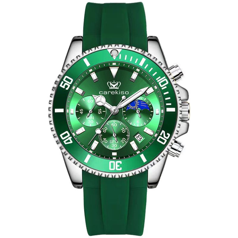 New High-Quality Men Watches Calendar Waterproof HD Luminous Quartz Wristwatch Stylish Three-Eye Multifunction Premium Silicone Strap Business & Casual Chronograph Watch