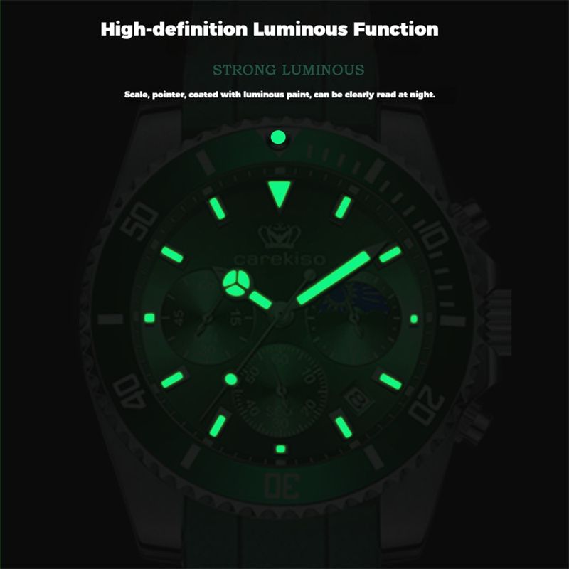 New High-Quality Men Watches Calendar Waterproof HD Luminous Quartz Wristwatch Stylish Three-Eye Multifunction Premium Silicone Strap Business & Casual Chronograph Watch