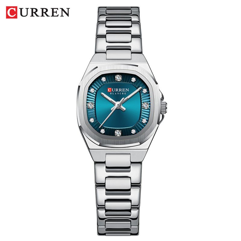 CURREN Premium Women's Watch Stylish Square Diamond-Studded Waterproof Luminous Stainless Steel Business Casual Luxury Quartz Timepiece