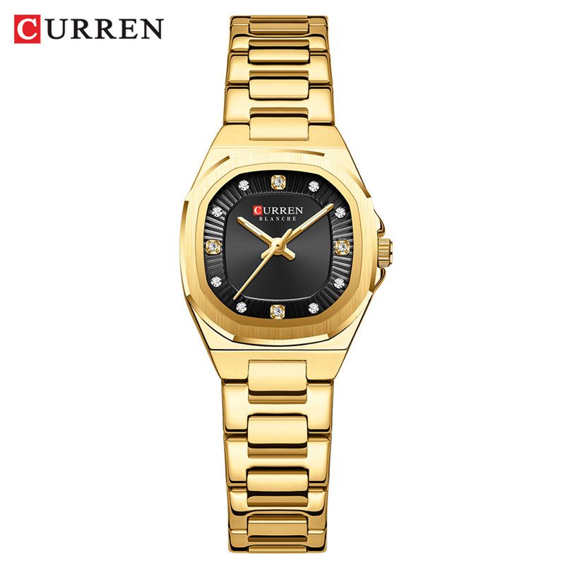 CURREN Premium Women's Watch Stylish Square Diamond-Studded Waterproof Luminous Stainless Steel Business Casual Luxury Quartz Timepiece