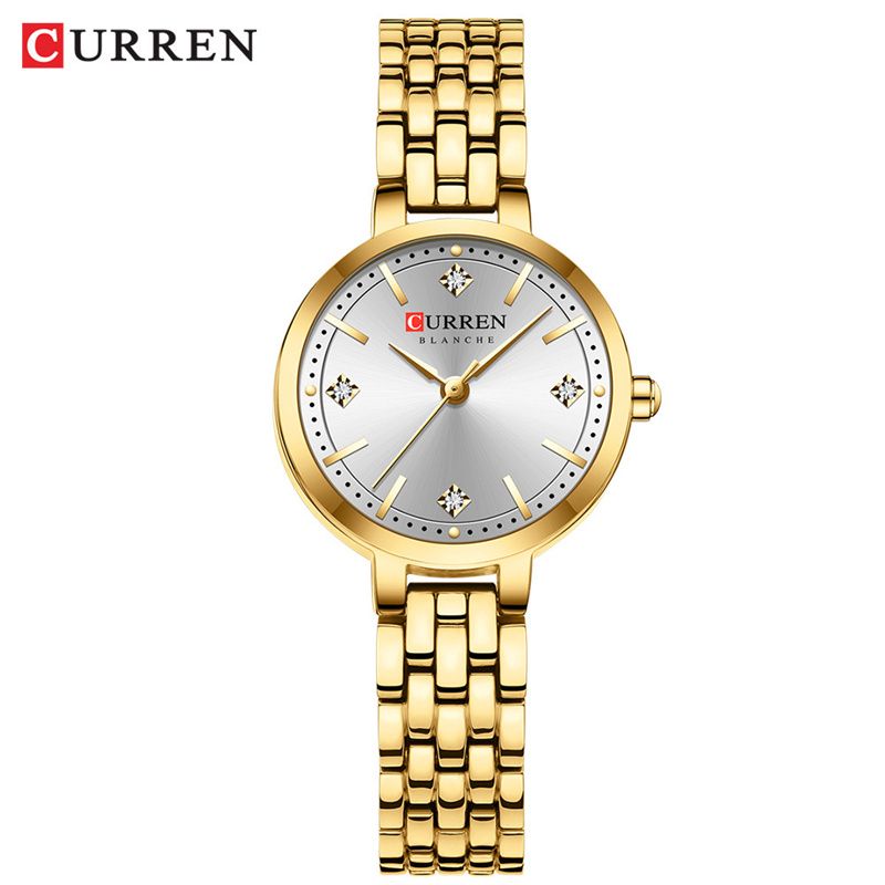 CURREN High-End Women's Watches - Luxurious Diamond-Encrusted Round Design Waterproof Steel Strap Quartz Wristwatch Exquisite Business & Casual Fashion Watch for Ladies