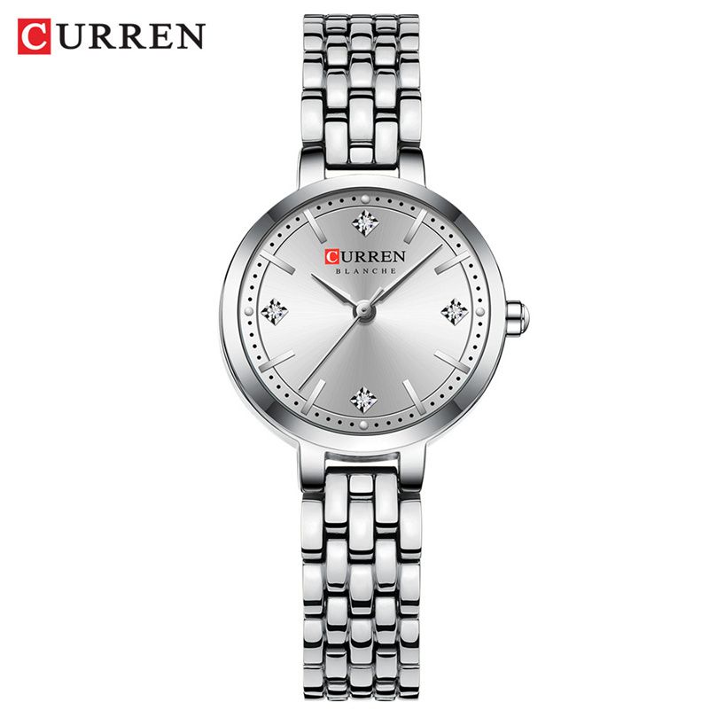 CURREN High-End Women's Watches - Luxurious Diamond-Encrusted Round Design Waterproof Steel Strap Quartz Wristwatch Exquisite Business & Casual Fashion Watch for Ladies