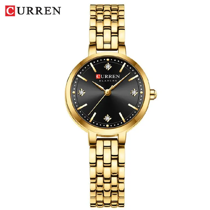 CURREN High-End Women's Watches - Luxurious Diamond-Encrusted Round Design Waterproof Steel Strap Quartz Wristwatch Exquisite Business & Casual Fashion Watch for Ladies