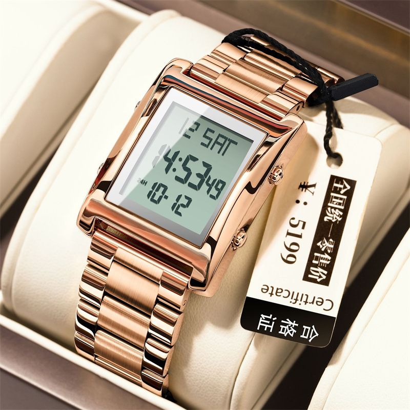 Premium Quality Swiss Brand Men's Electronic Watch - Luxury Water-Resistant Luminous Stainless Steel Digital  Watch with Calendar Chronograph Alarm & Multi-Functions Stylish Wristwatch