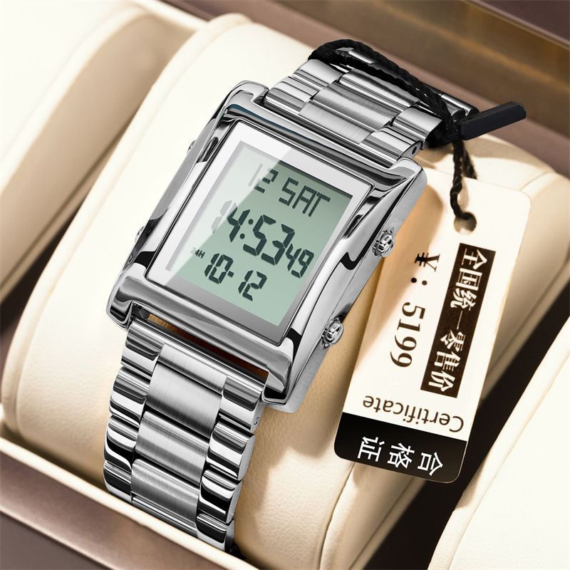 Premium Quality Swiss Brand Men's Electronic Watch - Luxury Water-Resistant Luminous Stainless Steel Digital  Watch with Calendar Chronograph Alarm & Multi-Functions Stylish Wristwatch
