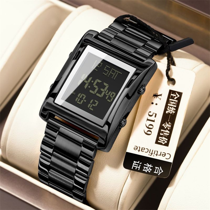 Premium Quality Swiss Brand Men's Electronic Watch - Luxury Water-Resistant Luminous Stainless Steel Digital  Watch with Calendar Chronograph Alarm & Multi-Functions Stylish Wristwatch