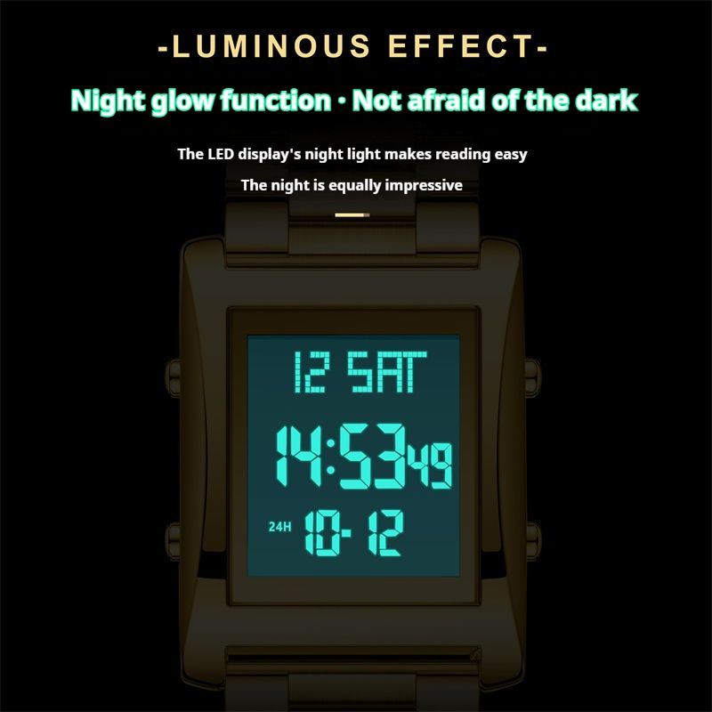 Premium Quality Swiss Brand Men's Electronic Watch - Luxury Water-Resistant Luminous Stainless Steel Digital  Watch with Calendar Chronograph Alarm & Multi-Functions Stylish Wristwatch