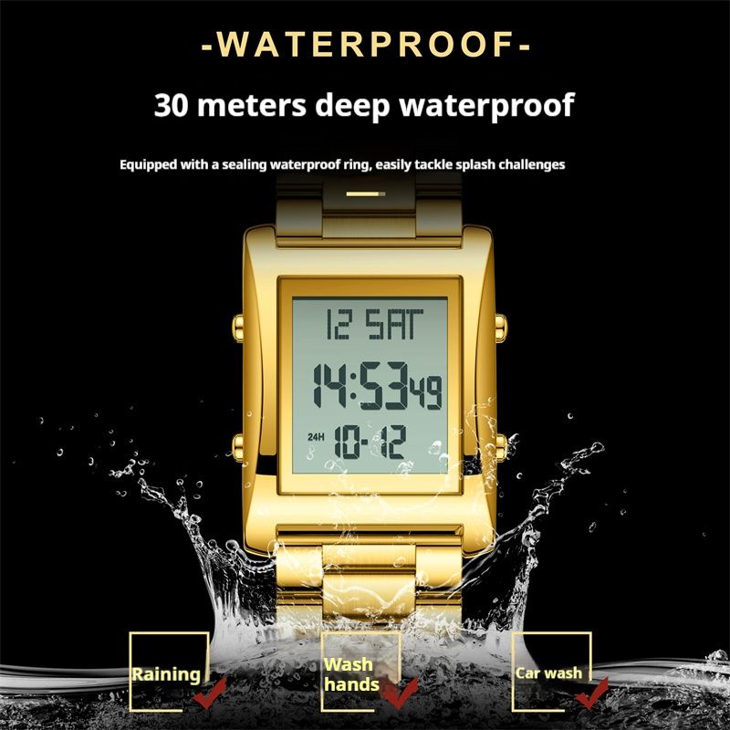 Premium Quality Swiss Brand Men's Electronic Watch - Luxury Water-Resistant Luminous Stainless Steel Digital  Watch with Calendar Chronograph Alarm & Multi-Functions Stylish Wristwatch