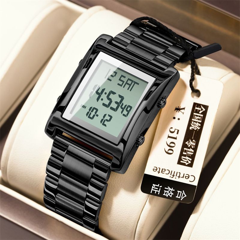 Premium Quality Swiss Brand Men's Electronic Watch - Luxury Water-Resistant Luminous Stainless Steel Digital  Watch with Calendar Chronograph Alarm & Multi-Functions Stylish Wristwatch