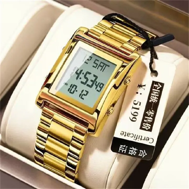 Premium Quality Swiss Brand Men's Electronic Watch - Luxury Water-Resistant Luminous Stainless Steel Digital  Watch with Calendar Chronograph Alarm & Multi-Functions Stylish Wristwatch