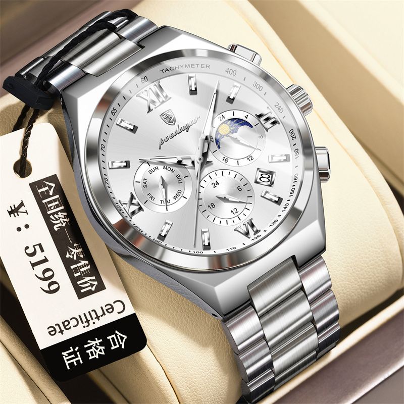 POEDAGAR Swiss Brand High-Quality Men's Watch: Multifunctional Quartz Wristwatch with Calendar & Chronograph, Waterproof & Luminous – Essential for Elite Gentlemen