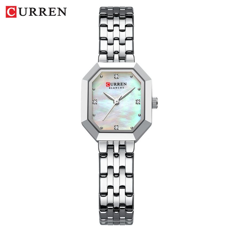 CURREN New Arrival Luxury Women's Watch - Rectangle Shell Dial Stainless Steel Band Waterproof Quartz Wristwatch Business Casual Fashion Elegant Timepiece