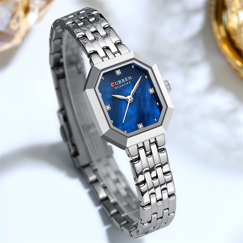 CURREN New Arrival Luxury Women's Watch - Rectangle Shell Dial Stainless Steel Band Waterproof Quartz Wristwatch Business Casual Fashion Elegant Timepiece