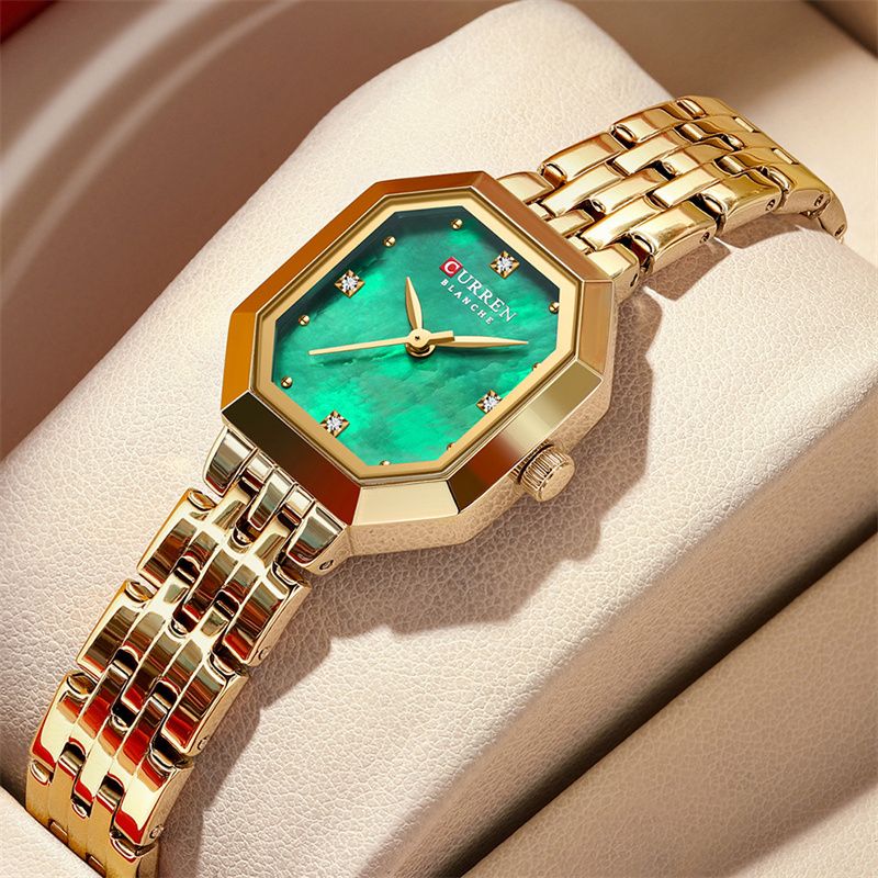 CURREN New Arrival Luxury Women's Watch - Rectangle Shell Dial Stainless Steel Band Waterproof Quartz Wristwatch Business Casual Fashion Elegant Timepiece