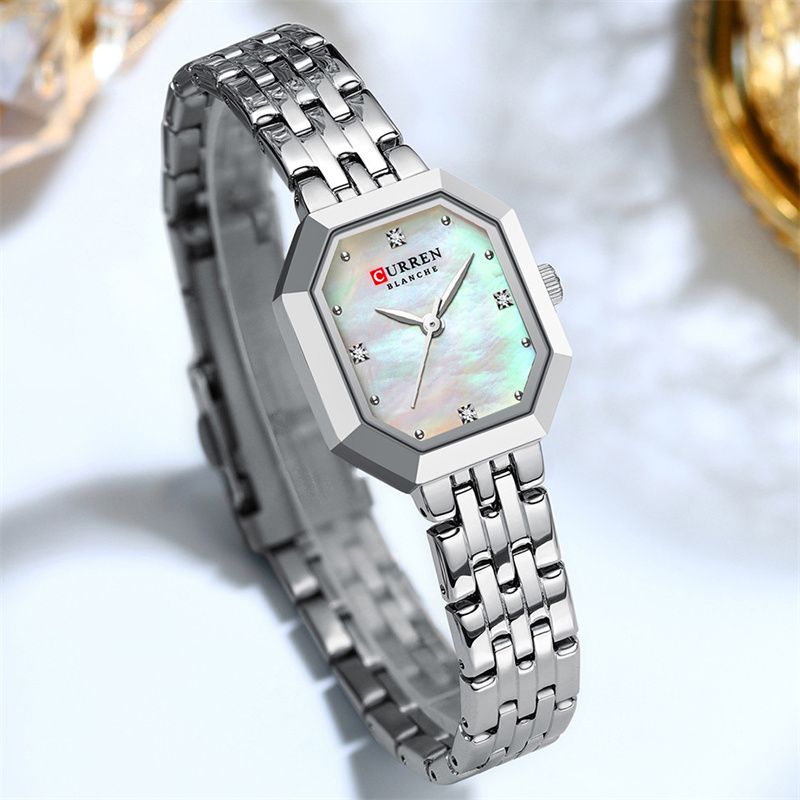 CURREN New Arrival Luxury Women's Watch - Rectangle Shell Dial Stainless Steel Band Waterproof Quartz Wristwatch Business Casual Fashion Elegant Timepiece