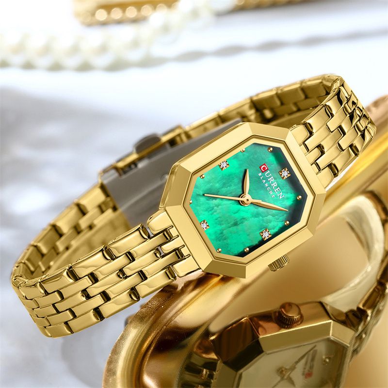 CURREN New Arrival Luxury Women's Watch - Rectangle Shell Dial Stainless Steel Band Waterproof Quartz Wristwatch Business Casual Fashion Elegant Timepiece