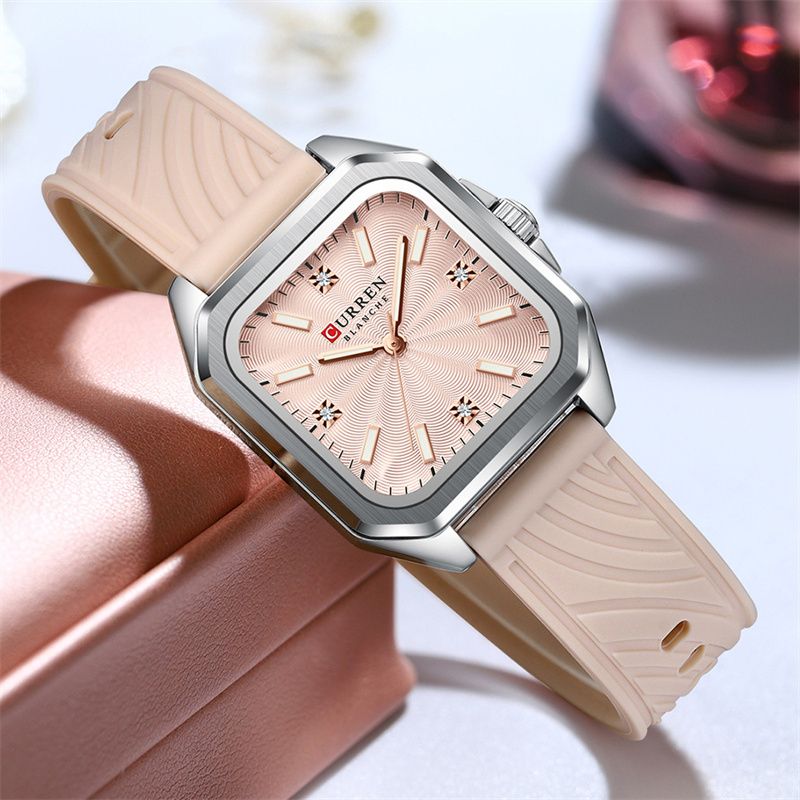 CURREN 2025 New Premium Women's Watch Minimalist Small Dial Luminous Waterproof Quartz Wristwatch High-Quality Comfortable Silicone Strap Business Casual Versatile Elegant Fashionable Timepiece