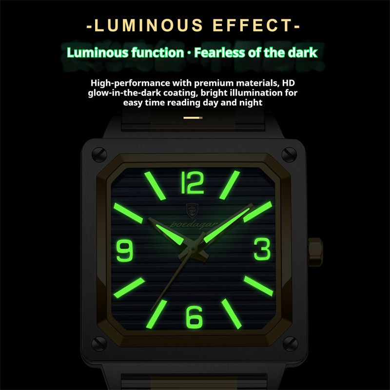 POEDAGAR New Design Luxury Swiss Men's Retro Square Quartz Watch Two-Tone Stainless Steel Waterproof Luminous Dial Rust Resistant Stylish Business Casual Wristwatch for African Modern Gentlemen