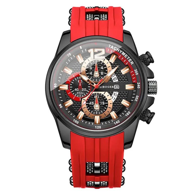 2026 New Arrival Men's Sporty Quartz Watch Triple-Eye Chronograph Date Display Silicone Strap Trendy Personality Design Student & Sports Wristwatch