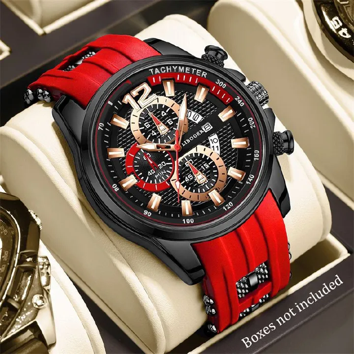 2026 New Arrival Men's Sporty Quartz Watch Triple-Eye Chronograph Date Display Silicone Strap Trendy Personality Design Student & Sports Wristwatch