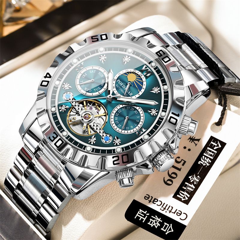 2026 New Arrival POEDAGAR Men's Luxury Swiss Brand Top Grade Quality Tourbillon Mechanical Watch Multifunctional Luminous Waterproof Stainless Steel Band Wristwatch