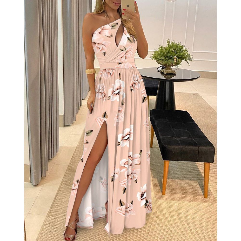 African Women's Evening Dress 2025 - Off-Shoulder High Slit Maxi Dress, Breathable Elegant Gown for Weddings/Parties (Vibrant Colors, Plus Size)