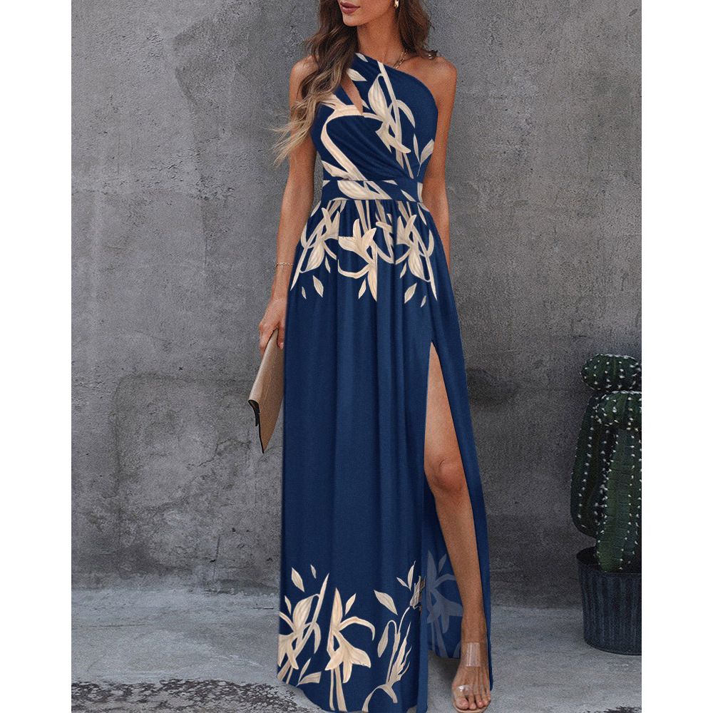 African Women's Evening Dress 2025 - Off-Shoulder High Slit Maxi Dress, Breathable Elegant Gown for Weddings/Parties (Vibrant Colors, Plus Size)