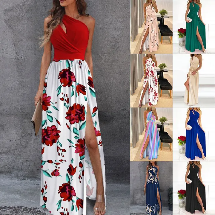 African Women's Evening Dress 2025 - Off-Shoulder High Slit Maxi Dress, Breathable Elegant Gown for Weddings/Parties (Vibrant Colors, Plus Size)
