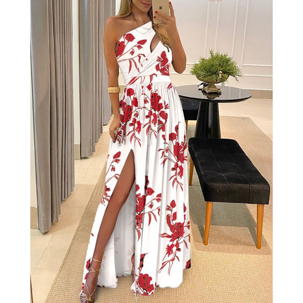 African Women's Evening Dress 2025 - Off-Shoulder High Slit Maxi Dress, Breathable Elegant Gown for Weddings/Parties (Vibrant Colors, Plus Size)