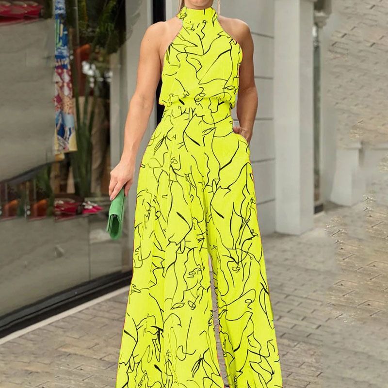 2025 African Women's Jumpsuit - Elegant Charming Vibrant Ankara Print Round Neck Romper,Palazzo Pants,Breathable Cotton for Tropical Climate (Adjustable Straps, Plus Size)