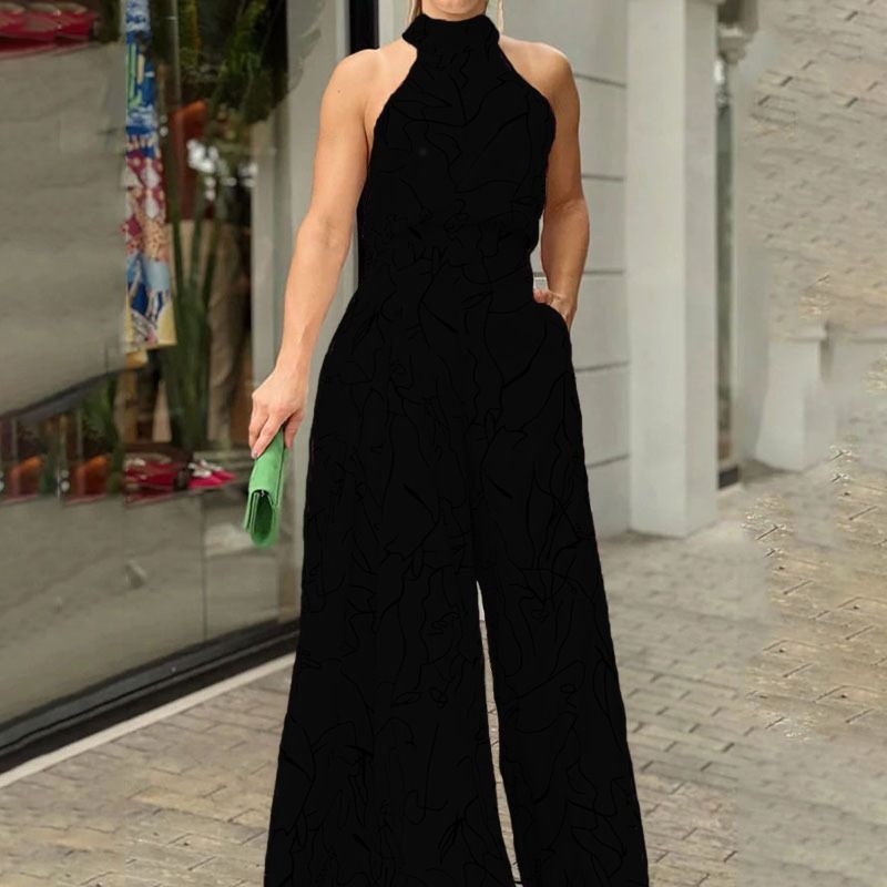 2025 African Women's Jumpsuit - Elegant Charming Vibrant Ankara Print Round Neck Romper,Palazzo Pants,Breathable Cotton for Tropical Climate (Adjustable Straps, Plus Size)
