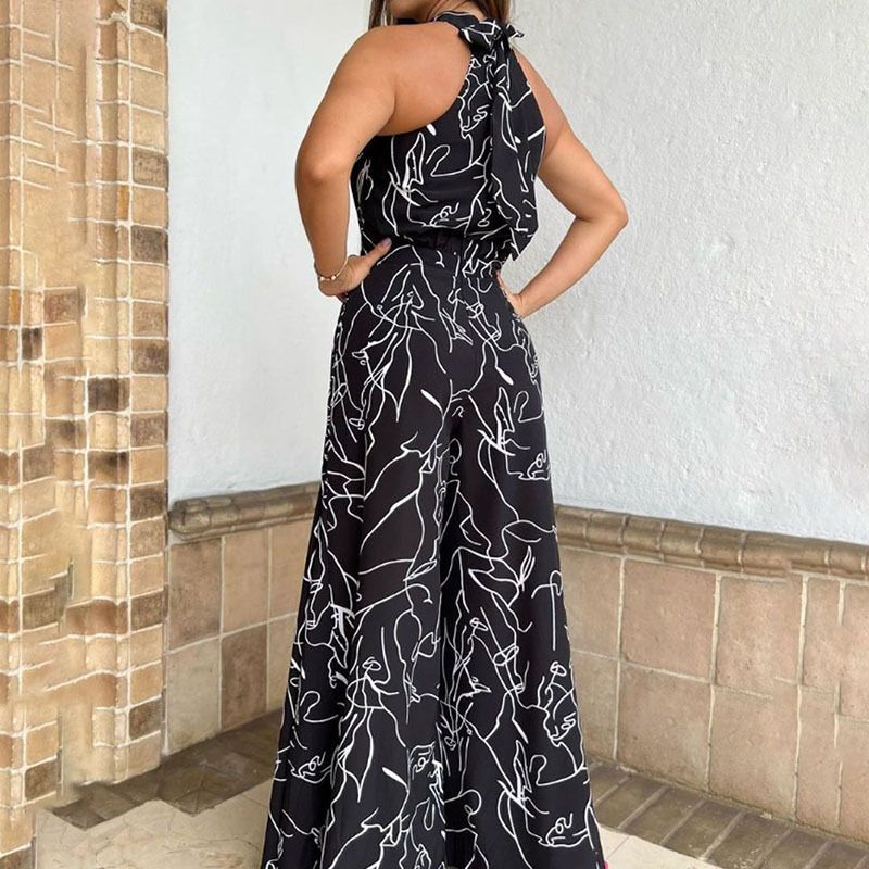 2025 African Women's Jumpsuit - Elegant Charming Vibrant Ankara Print Round Neck Romper,Palazzo Pants,Breathable Cotton for Tropical Climate (Adjustable Straps, Plus Size)