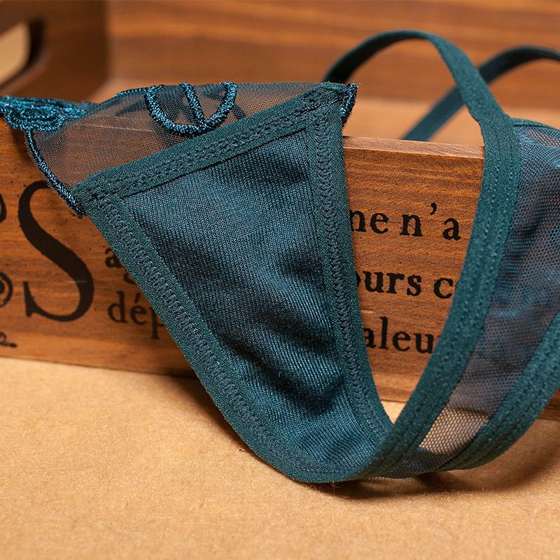 5pcs/set European and American Sexy Embroidered Women's Thong Transparent Mesh Thin Belt Temptation Seamless Underwear Large Size Ladies Hot T Panties
