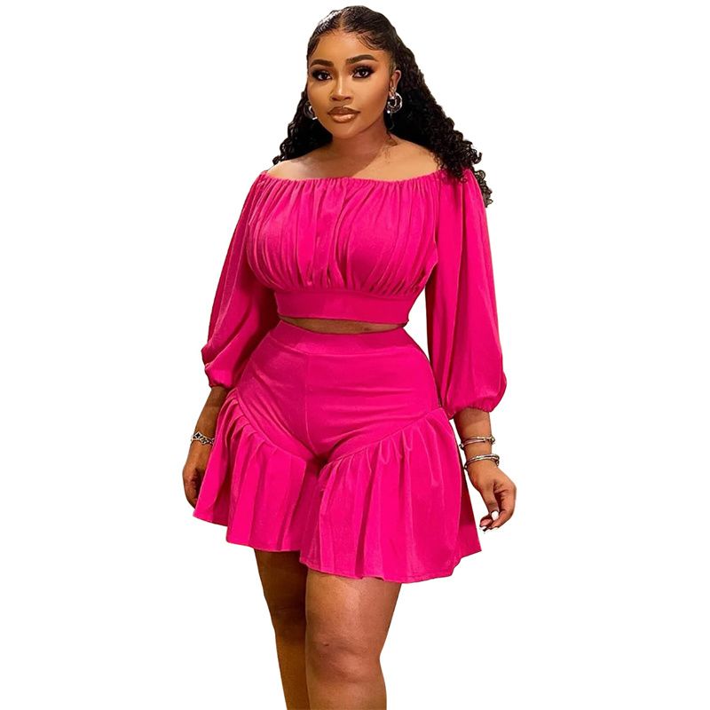 African Plus Size 2-Piece Set 2025 - One-Shoulder Pleated Top & Gathered Waist Palazzo Pants, Breathable Tropical Outfit for Casual/Banquet (Vibrant )