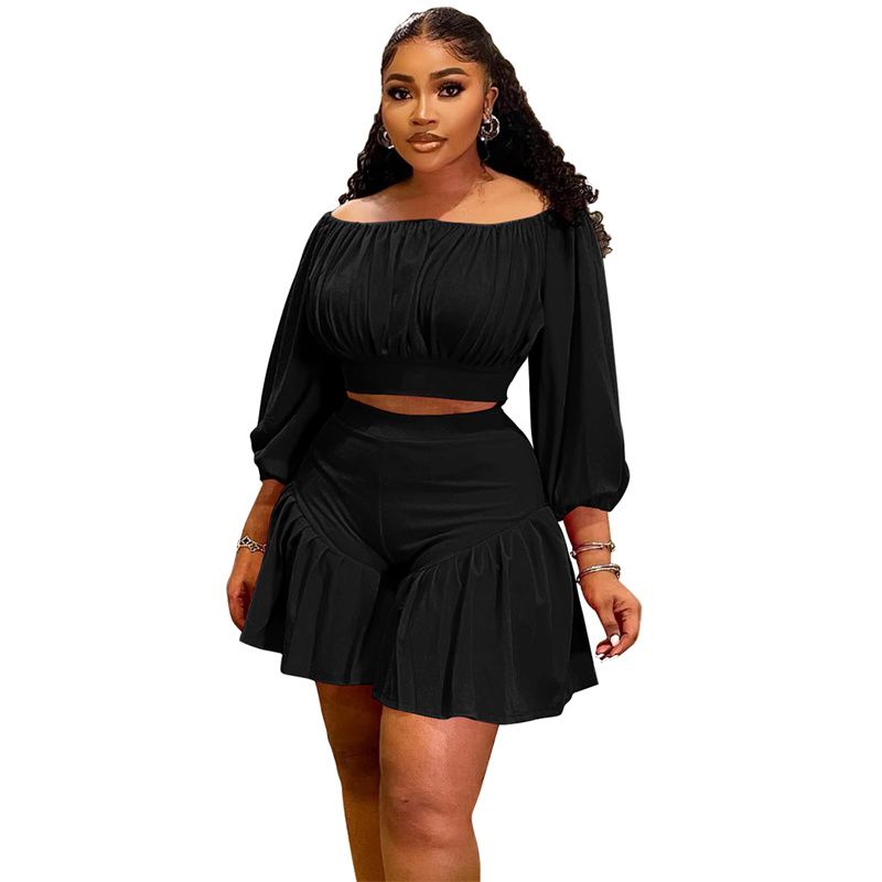 African Plus Size 2-Piece Set 2025 - One-Shoulder Pleated Top & Gathered Waist Palazzo Pants, Breathable Tropical Outfit for Casual/Banquet (Vibrant )