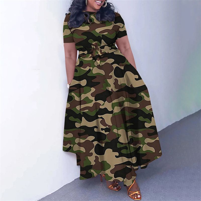 New Fashion Women's Print Maxi Dresses with Adjustable Waistband - Flowy A-Line Skirt , Boho Chic Style Ladies Dress, Perfect for Parties Weddings & Daily Wear (Vibrant Colors, Tropical Climate Ready)