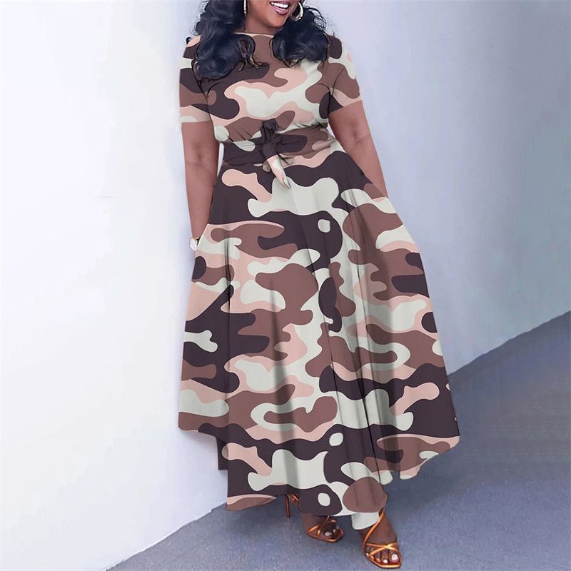 New Fashion Women's Print Maxi Dresses with Adjustable Waistband - Flowy A-Line Skirt , Boho Chic Style Ladies Dress, Perfect for Parties Weddings & Daily Wear (Vibrant Colors, Tropical Climate Ready)