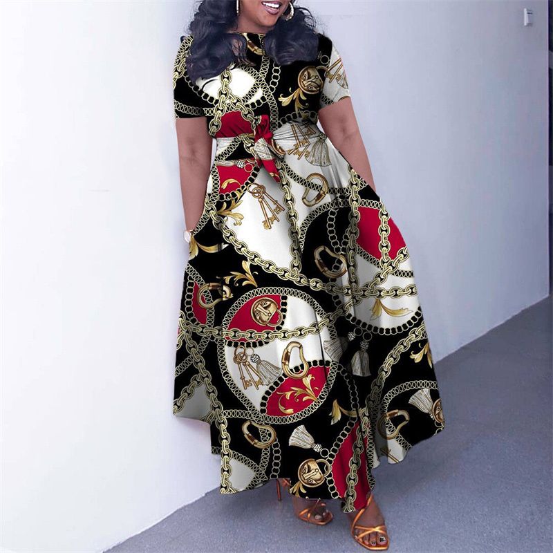New Fashion Women's Print Maxi Dresses with Adjustable Waistband - Flowy A-Line Skirt , Boho Chic Style Ladies Dress, Perfect for Parties Weddings & Daily Wear (Vibrant Colors, Tropical Climate Ready)