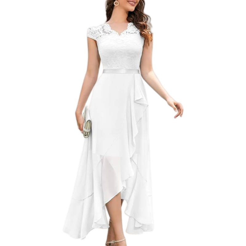 New Fashion Elegant Lace Evening Gown & Bridesmaid Dress: Women's Formal Long Party Dress for Banquet, Wedding, and Special Occasions