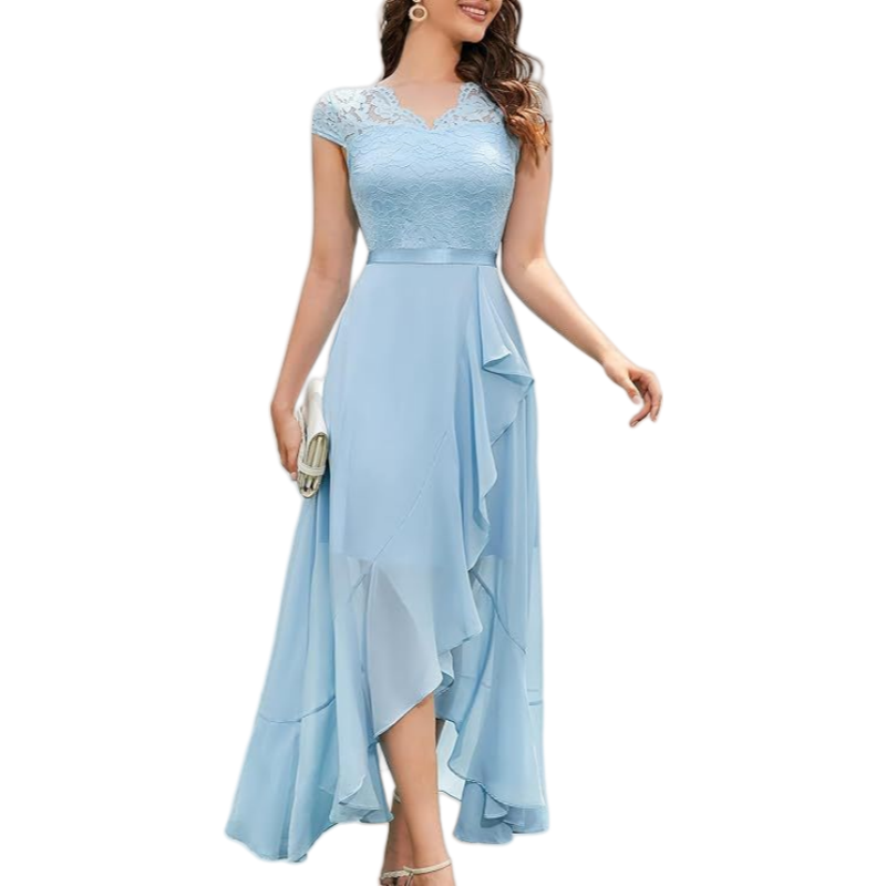 New Fashion Elegant Lace Evening Gown & Bridesmaid Dress: Women's Formal Long Party Dress for Banquet, Wedding, and Special Occasions