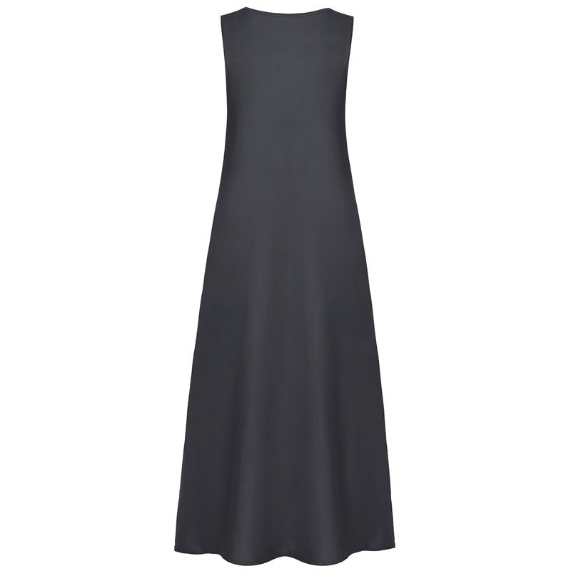 2025 Summer Retro Contrast Stitch Sleeveless Maxi Dress - Breathable Cotton Linen Blend for Women
