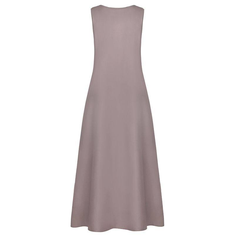 2025 Summer Retro Contrast Stitch Sleeveless Maxi Dress - Breathable Cotton Linen Blend for Women
