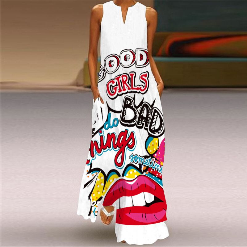 2025 New Summer Women's V-Neck Sleeveless Floral Print Maxi Dress - Elegant Boho Evening Gown for Party Banquet & Cocktail Occasions (European & American Hot Seller)
