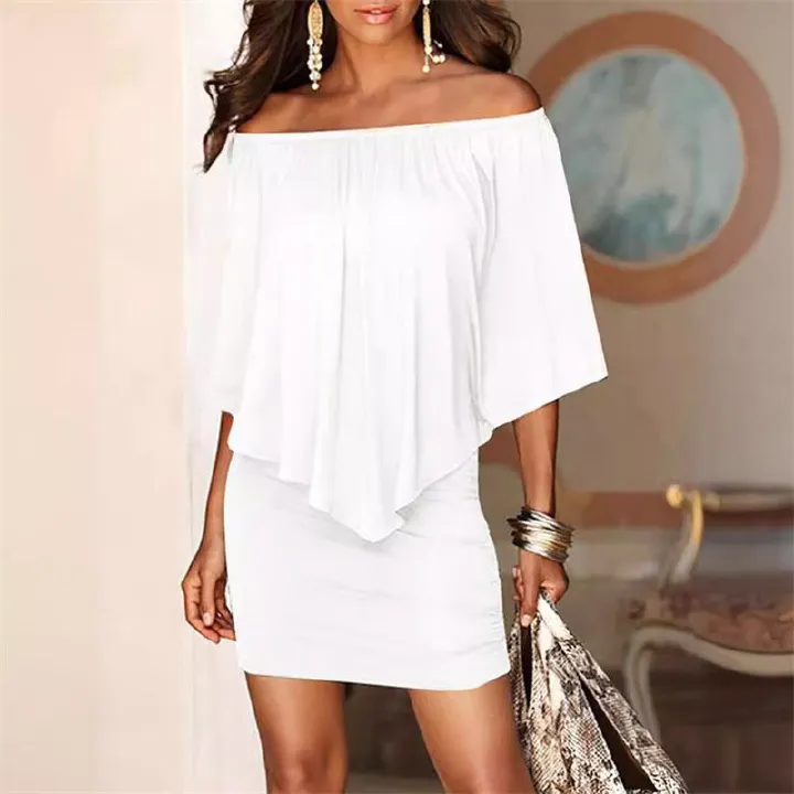 2025 New Summer Collection! European & American Style Socialite-Inspired Women's Bodycon Dress | Off-the-Shoulder Design | Plus Size Available | Elegant & Trendy for Ladies