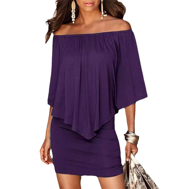 2025 New Summer Collection! European & American Style Socialite-Inspired Women's Bodycon Dress | Off-the-Shoulder Design | Plus Size Available | Elegant & Trendy for Ladies