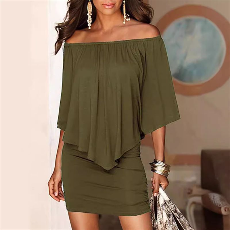 2025 New Summer Collection! European & American Style Socialite-Inspired Women's Bodycon Dress | Off-the-Shoulder Design | Plus Size Available | Elegant & Trendy for Ladies