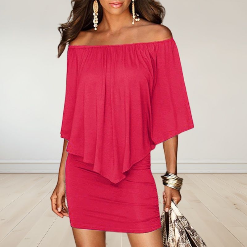 2025 New Summer Collection! European & American Style Socialite-Inspired Women's Bodycon Dress | Off-the-Shoulder Design | Plus Size Available | Elegant & Trendy for Ladies