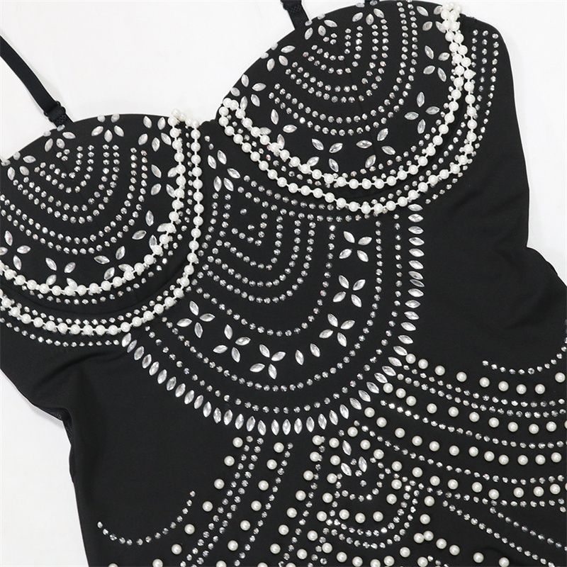 Luxury Pearl Rhinestone Chain-Embellished Evening Gowns – Red-Carpet-Ready Sweetheart Neckline Dresses with Fitted Silhouette & Sparkling Details