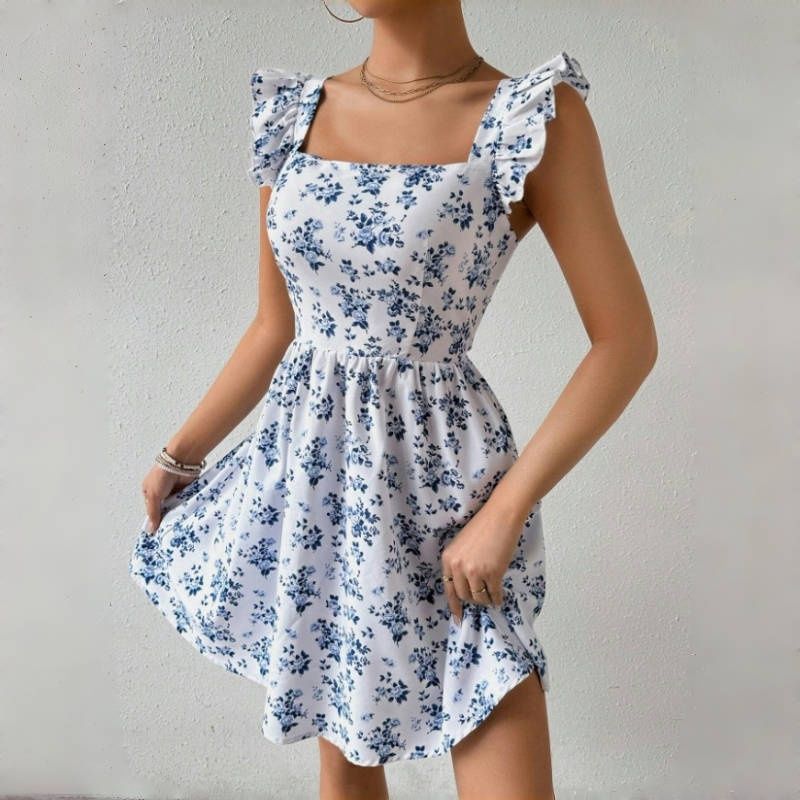 New Stylish Women's Dresses Leopard Print Backless Bowknot Midi Dress Waist-Cinching Slimming Elegant Bohemian Style Puff Skirt