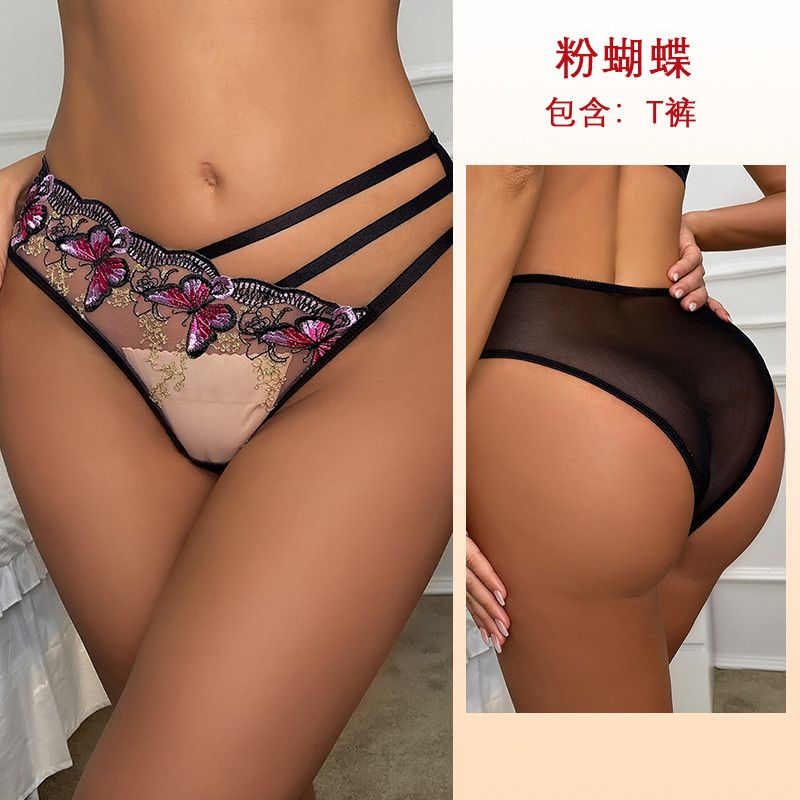 European and American Popular  Sexy Lingerie Embroidered Hollow Sheer Panties Midnight Passion Allure Thong
